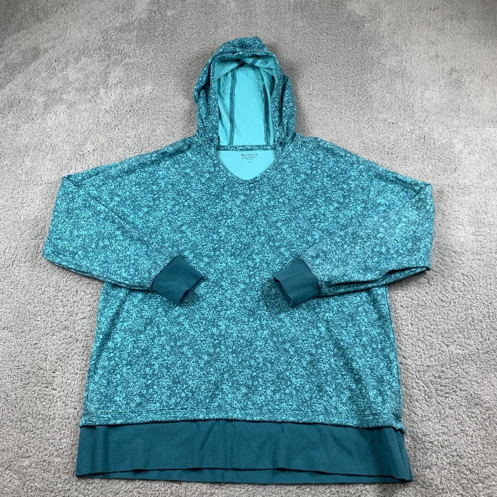 Athleta Hoodie Womens Medium Teal Sundown Alliance Soft‎ Stretch Sweatshirt